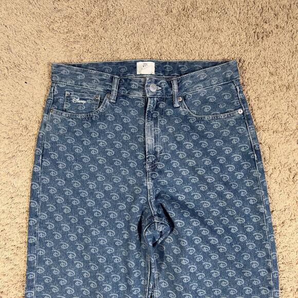 H&M Disney 100 X Monogram Jeans Loose Straight Leg Men 30X32 EUC Rare Light Wash - Picture 2 of 11